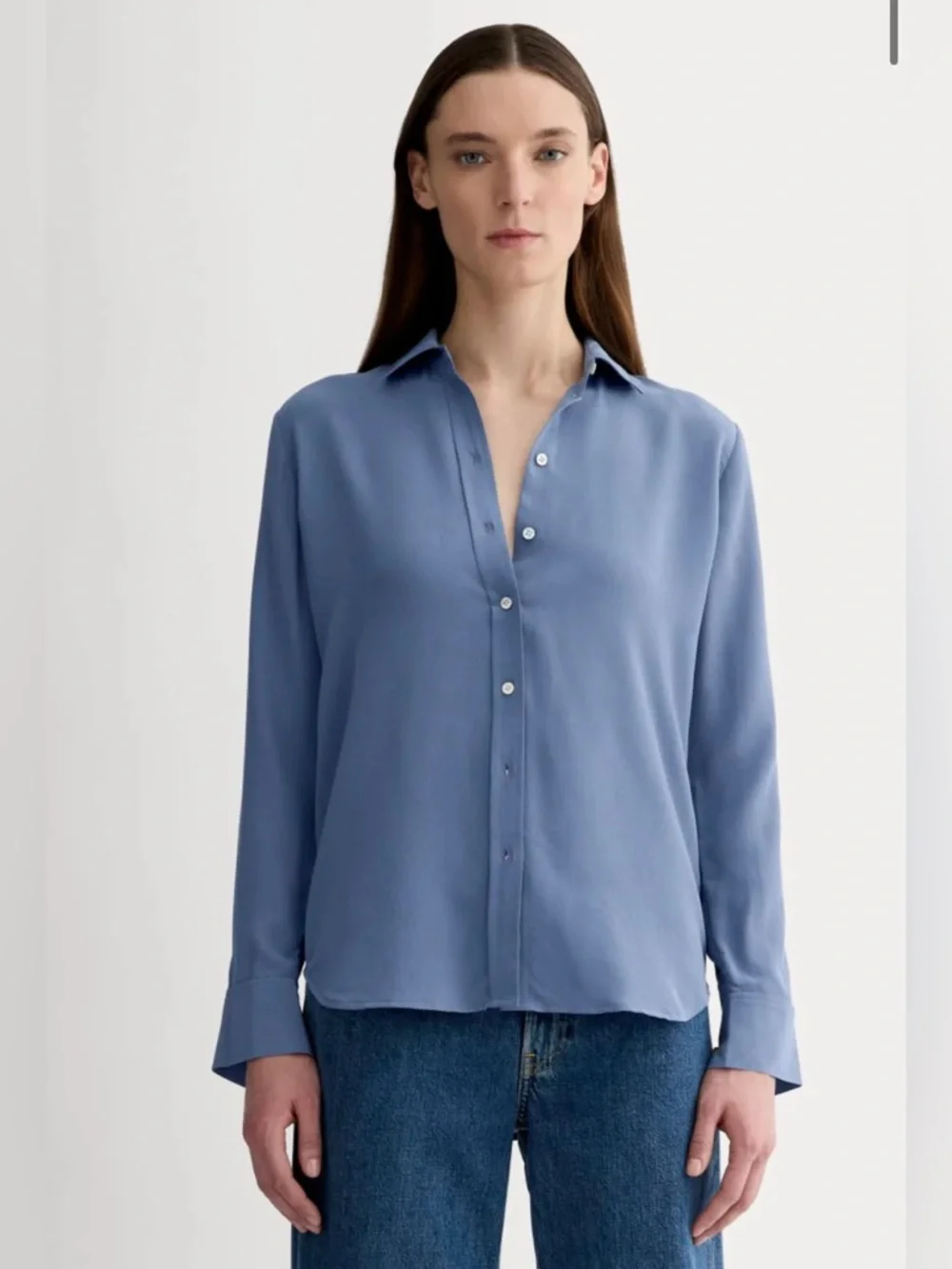 New Everlane THE MUST-HAVE SHIRT IN WASHABLE SILK in French Blue Size 10 - Picture 1 of 12
